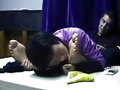 Xinès milf adora masculí peus